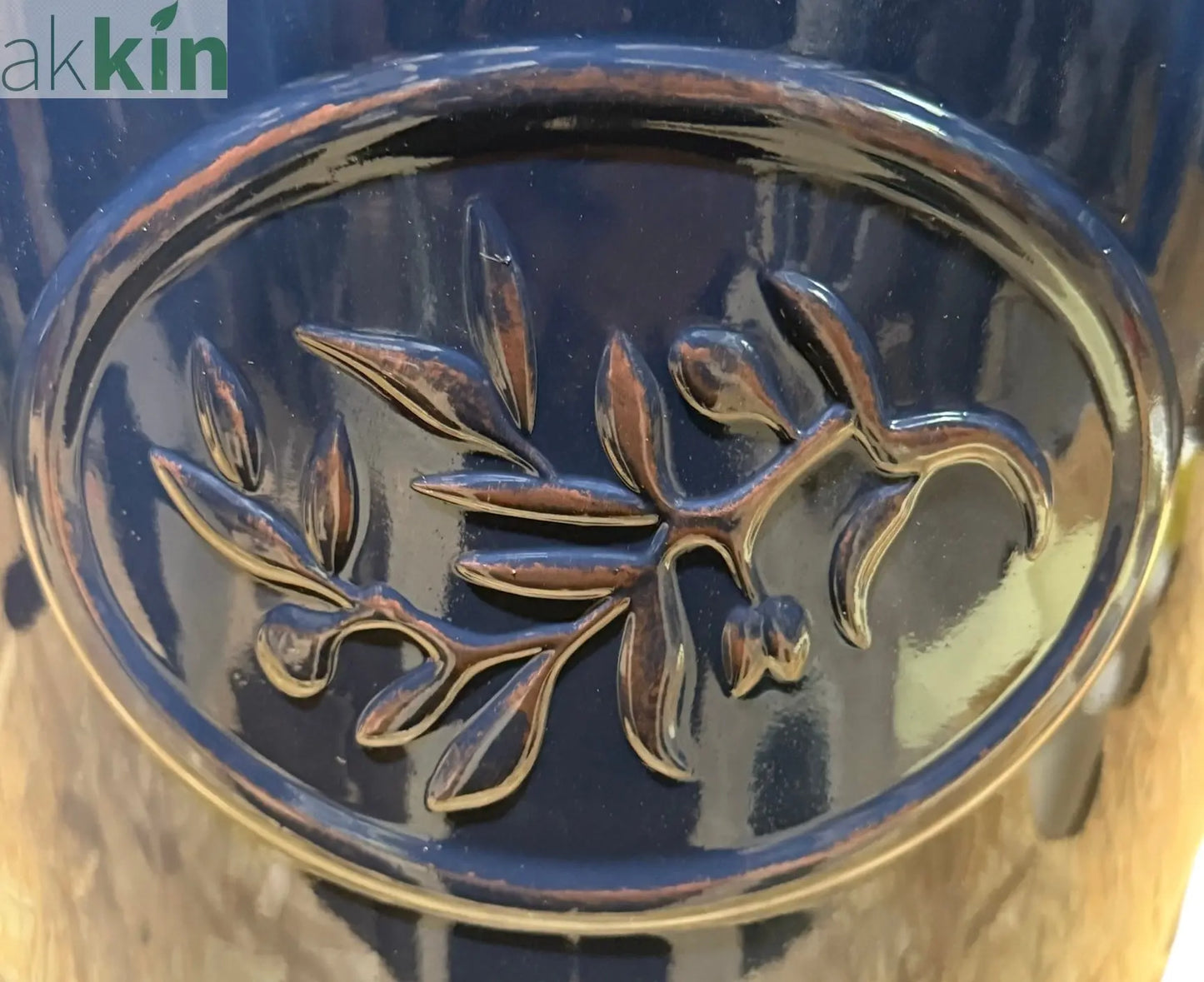 Decorative Olive Plant Pot 40cm Dark Blue Round Plastic Planter for Indoor & Outdoor Use AK Kin Garden Supplies