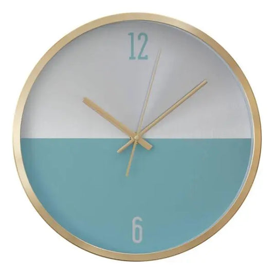 Elko Silver Gold and Blue Finish Wall Clock 30cm AK Kin Garden Supplies