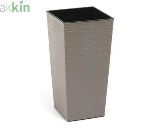 Finesse ECO Chisel Decorative Planter Tall Square 19cm - Grey AK Kin Garden Supplies