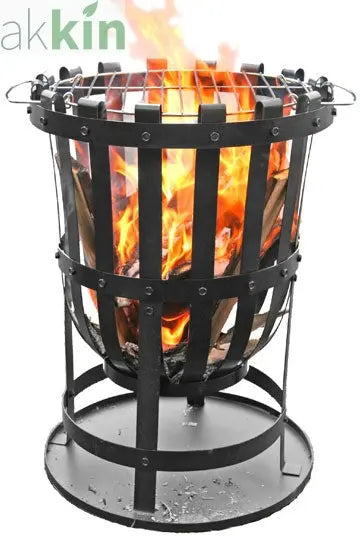 GARDEN FIRE BASKET BRAZIER 40 CM DIA C/W BBQ GRILL AK Kin Garden Supplies