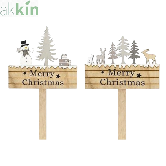 Garden Stick Merry Christmas - Set of 2 Mixed - AK Kin Garden Supplies