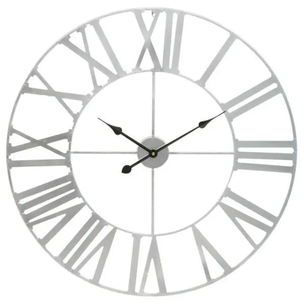 Genova Silver Metal Large Wall Clock 80cm AK Kin Garden Supplies