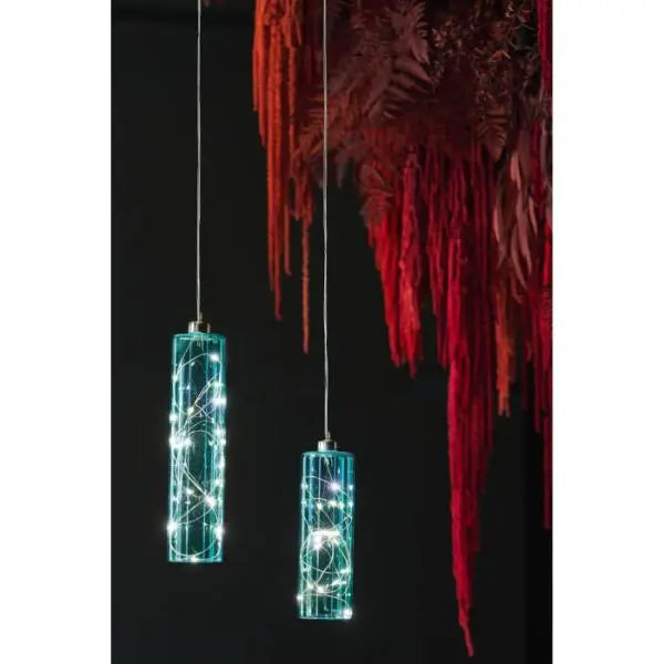 Glass Cylinders 20.7, 27cm Aqua Hanging Home Lights | set of 2 AK Kin Garden Supplies