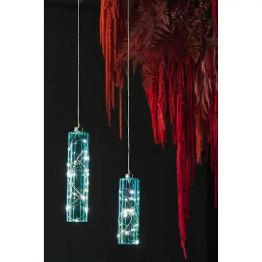 Glass Cylinders 20.7, 27cm Aqua Hanging Home Lights | set of 2 AK Kin Garden Supplies