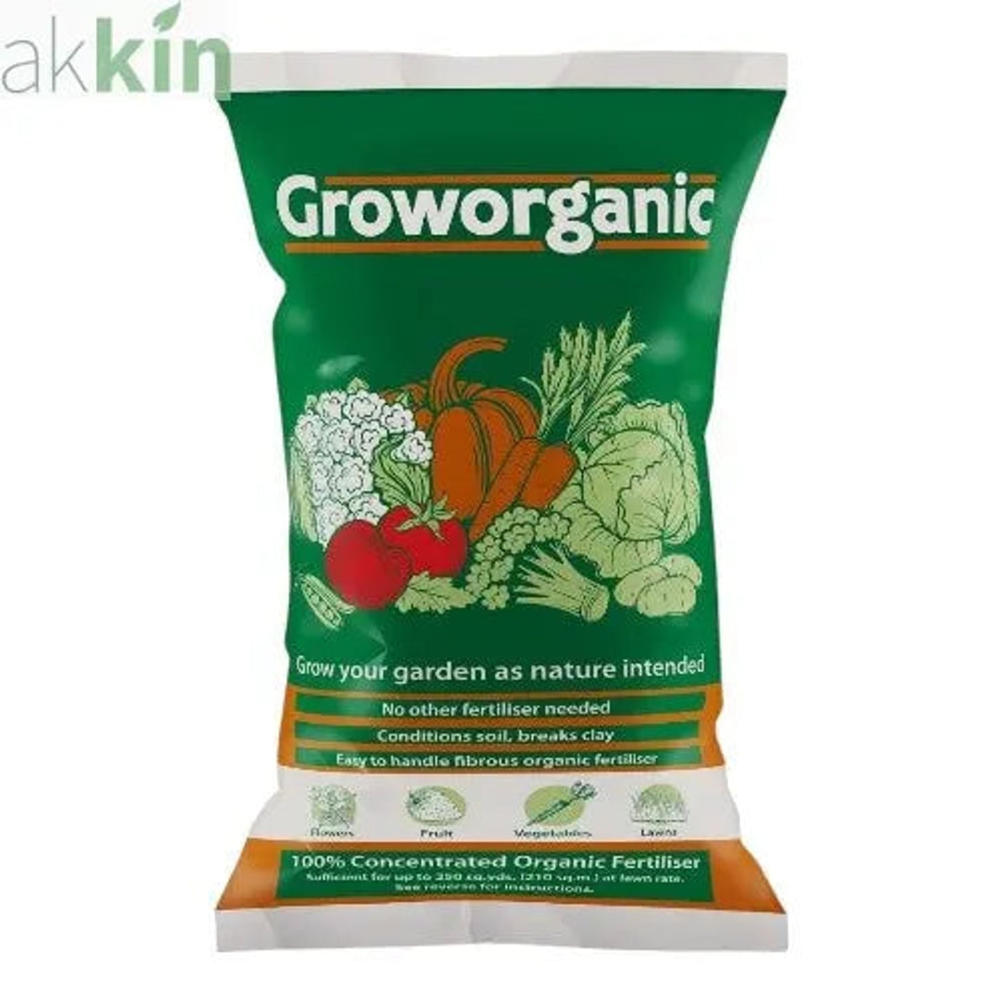 Groworganic 100% Concentrated Organic Fertiliser 40lt - AK Kin Garden Supplies
