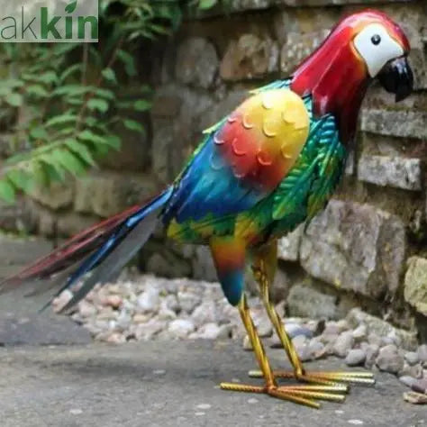 Hand Painted Metal Red Parrot AK Kin Garden Supplies