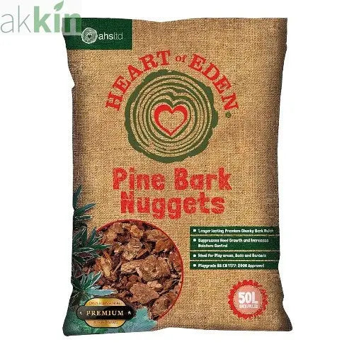 Heart Of Eden Pine Bark Nuggets 50lt Bag AK Kin Garden Supplies