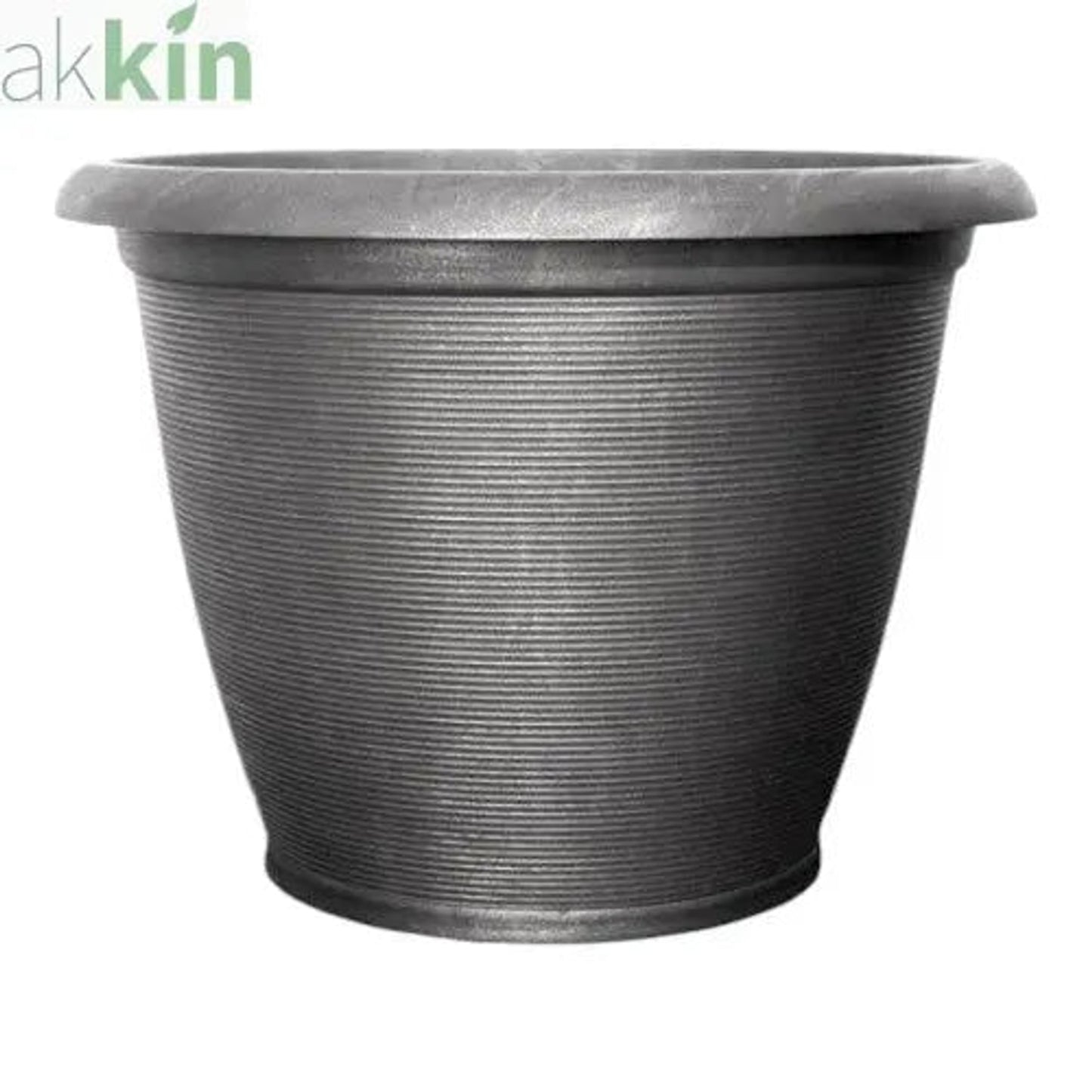 Helix Decorative Planter With Saucer 19"- Silver AK Kin Garden Supplies