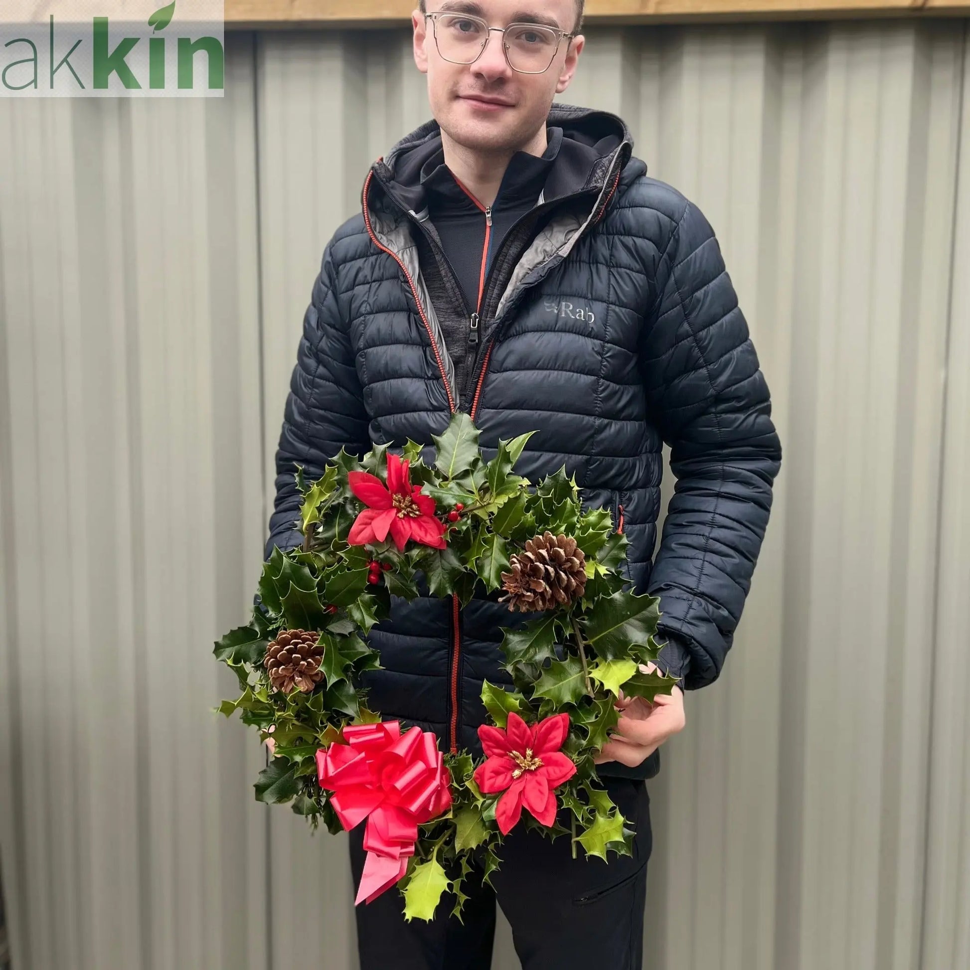 Real Holly Wreath | Hand Made Wreath (30cm) One Click Plants