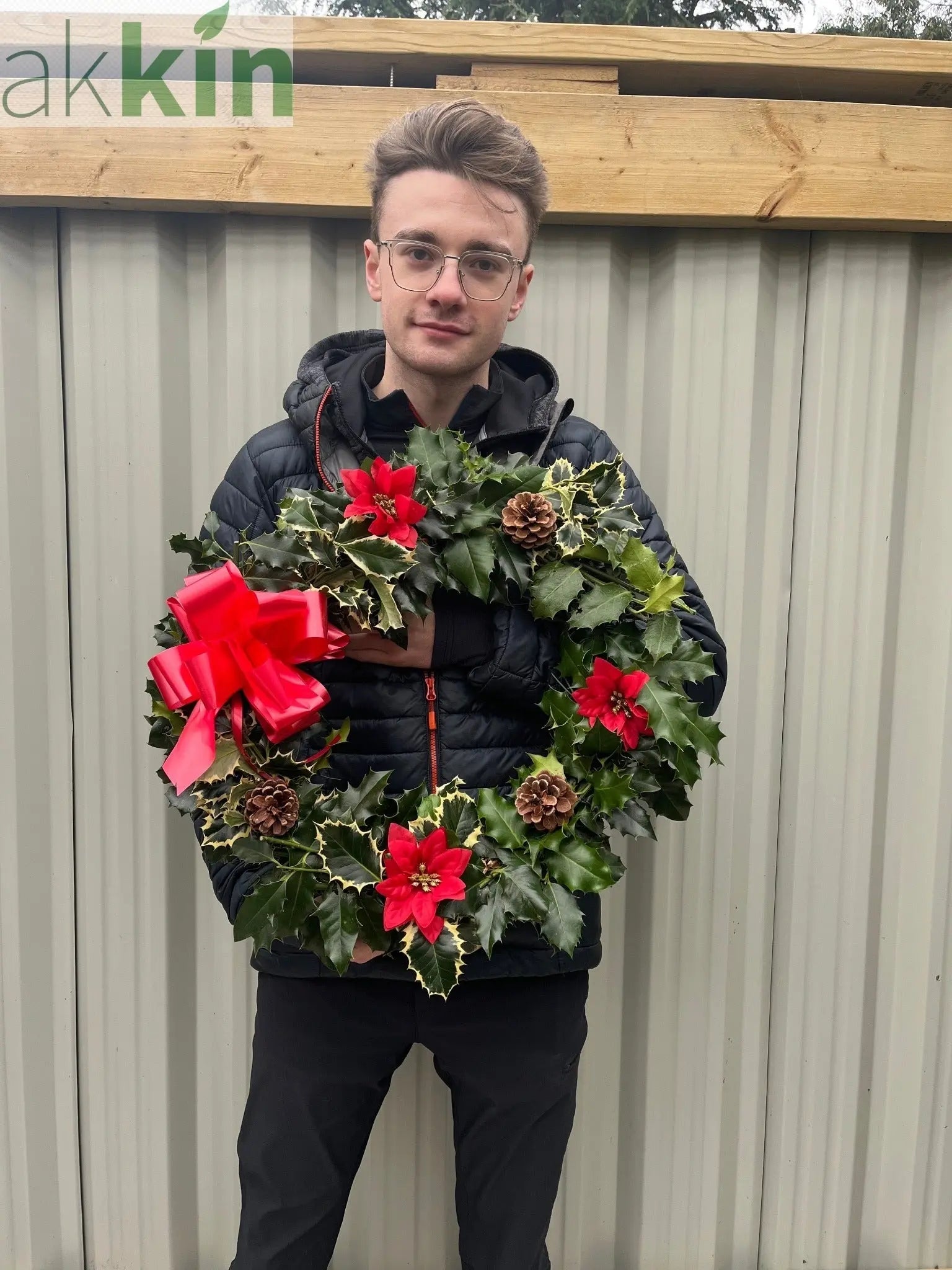 Real Holly Wreath | Hand Made Wreath (45cm) One Click Plants