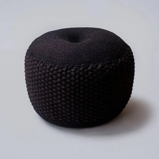 Knit Black Pouffe 16 x 16 x 12 Inches AK Kin Garden Supplies
