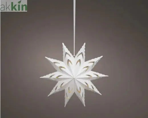 LED 38cm 10 Point Star Velvet Finish Paper Steady Indoor Hanging Light Decoration - White / Warm Light AK Kin Garden Supplies