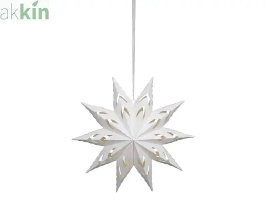 LED 38cm 10 Point Star Velvet Finish Paper Steady Indoor Hanging Light Decoration - White / Warm Light AK Kin Garden Supplies