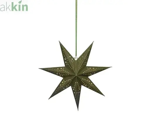LED 38cm Star Velvet Finish Paper Steady Indoor Hanging Light Decoration - Green / Warm Light AK Kin Garden Supplies