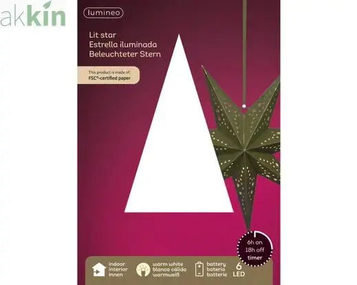 LED 38cm Star Velvet Finish Paper Steady Indoor Hanging Light Decoration - Red / Warm Light (Copy) AK Kin Garden Supplies