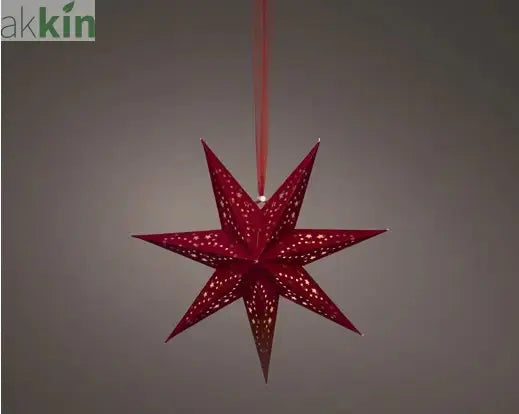 LED 38cm Star Velvet Finish Paper Steady Indoor Hanging Light Decoration - Red / Warm Light (Copy) AK Kin Garden Supplies
