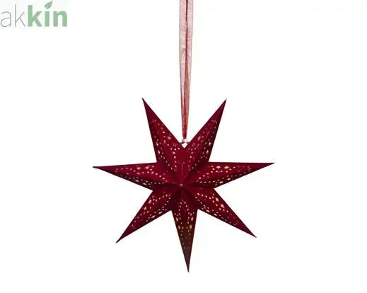 LED 38cm Star Velvet Finish Paper Steady Indoor Hanging Light Decoration - Red / Warm Light (Copy) AK Kin Garden Supplies