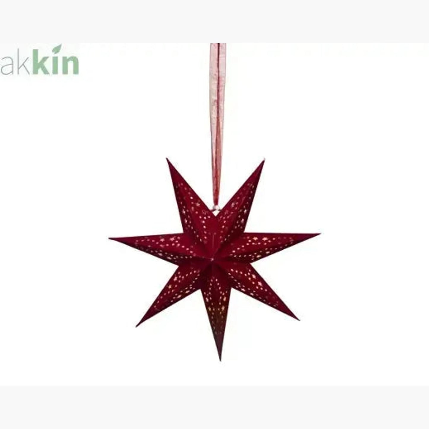 LED 38cm Star Velvet Finish Paper Steady Indoor Hanging Light Decoration - Red / Warm Light (Copy) AK Kin Garden Supplies