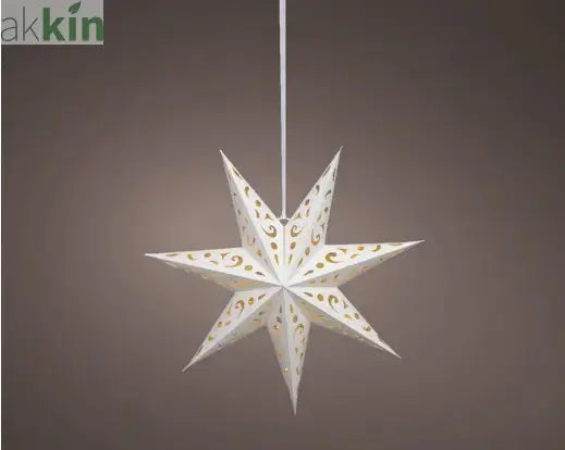 LED 38cm Star Velvet Finish Paper Steady Indoor Hanging Light Decoration - White / Warm Light (Copy) (Copy) AK Kin Garden Supplies