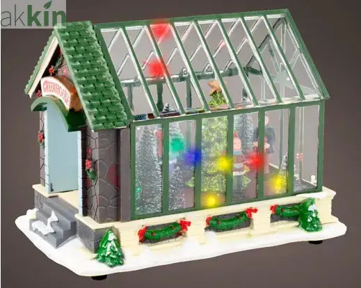 LED Christmas Greenhouse Scenery Plastic Indoor Decoration L.14.5cm W.22.5cm H.17cm AK Kin Garden Supplies