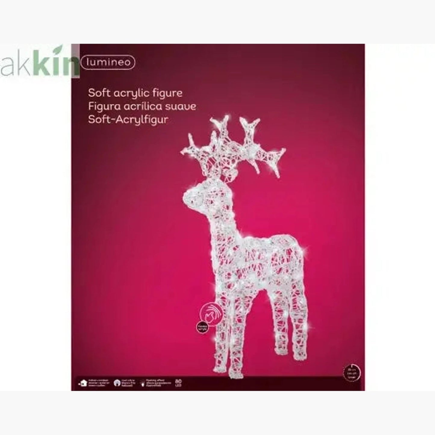 LED Light Up Christmas Reindeer Flashing Effect Outdoor Decoration L.36.5cm W.12cm H.61cm AK Kin Garden Supplies