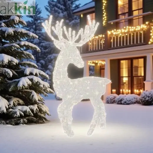LED Light Up Christmas Reindeer Flashing Effect Outdoor Decoration L.52cm W.32cm H.91cm AK Kin Garden Supplies