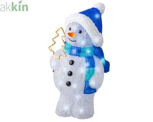 LED Light Up Christmas Snowman Steady Outdoor Decoration  L.20.5cm W.21.5cm H.43.2cm AK Kin Garden Supplies