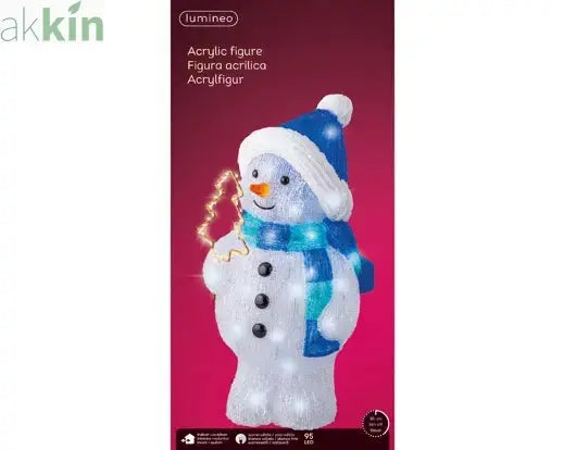 LED Light Up Christmas Snowman Steady Outdoor Decoration  L.20.5cm W.21.5cm H.43.2cm AK Kin Garden Supplies