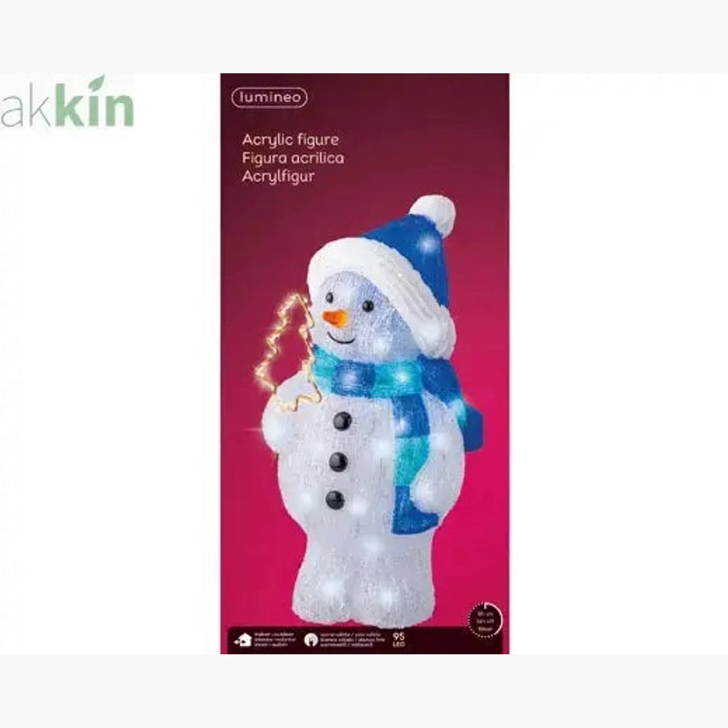 LED Light Up Christmas Snowman Steady Outdoor Decoration L.20.5cm W.21.5cm H.43.2cm AK Kin Garden Supplies