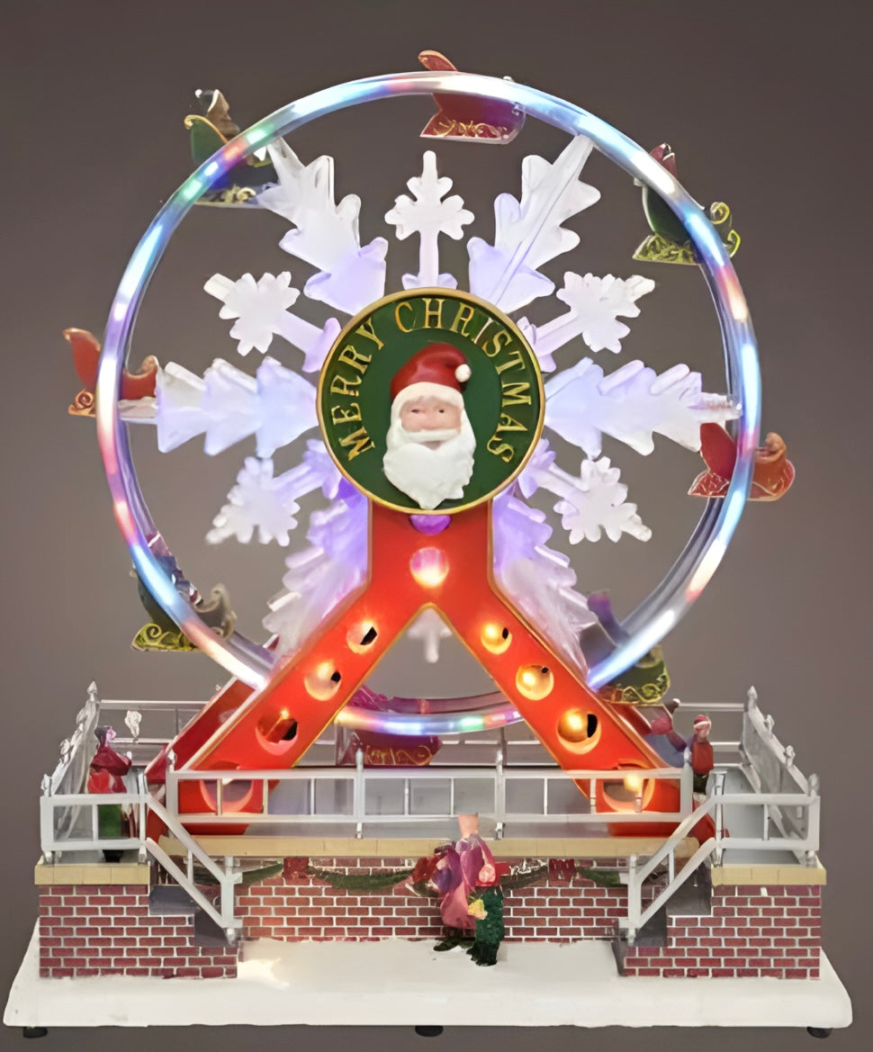 LED Merry Christmas Ferris wheel Polyresin Indoor Decoration L.15.5cm W.27.5cm H.31cm House, Home & Garden