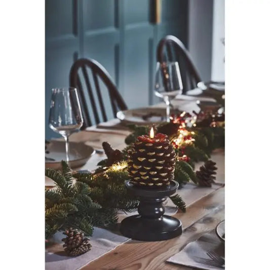 LED Pinecone Candle 12.5cm Gold AK Kin Garden Supplies