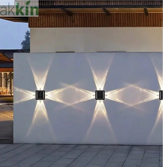 LED Solar 4 Way Wall Lamp Warm White AK Kin Garden Supplies