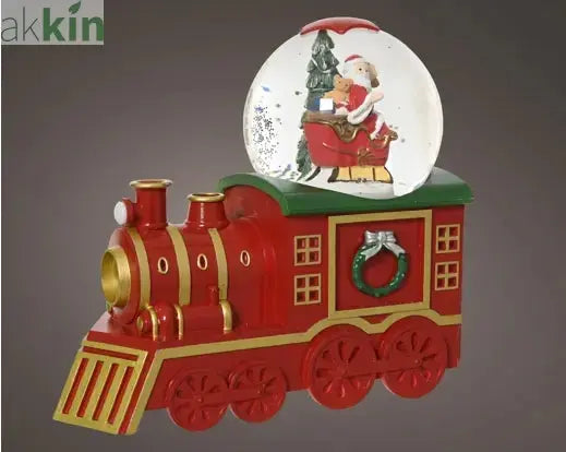 LED Water Spinner Snow Globe Plastic Santa Train Indoor Christmas Decoration  L.10.5cm W.21.2cm H.18.5cm AK Kin Garden Supplies