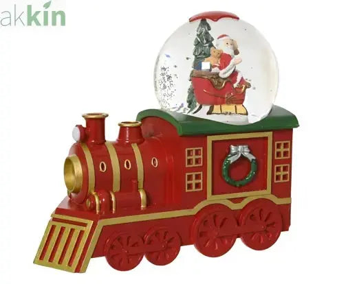 LED Water Spinner Snow Globe Plastic Santa Train Indoor Christmas Decoration  L.10.5cm W.21.2cm H.18.5cm AK Kin Garden Supplies