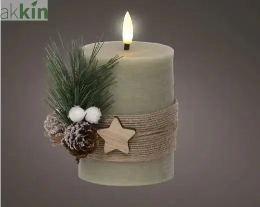 LED Wick Candle Wax Leafs Decoration Steady Light Indoor Decoration - D.7.5cm H.13cm AK Kin Garden Supplies
