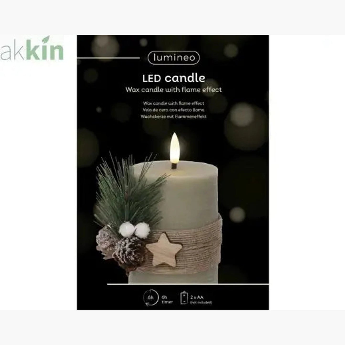 LED Wick Candle Wax Leafs Decoration Steady Light Indoor Decoration - D.7.5cm H.13cm AK Kin Garden Supplies