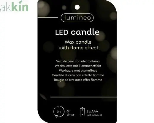 LED Wick Candle Wax Tree Steady Flame Indoor Decoration Black  - D.8cm H.19.5cm AK Kin Garden Supplies