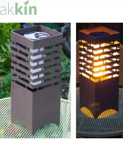 Large Table Top Box Shaped Garden Solar Flamelight AK Kin Garden Supplies