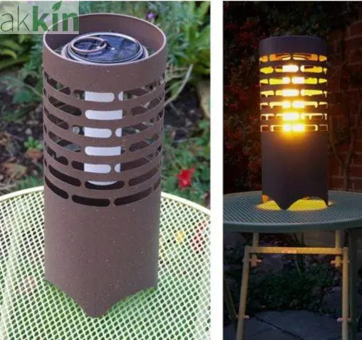 Large Table Top Cylinder Shaped Garden Solar Flamelight AK Kin Garden Supplies