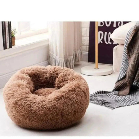 Luxury Soft Donut Dog Bed Cushion Superior Comfort Small 50cm - Brown AK Kin Garden Supplies