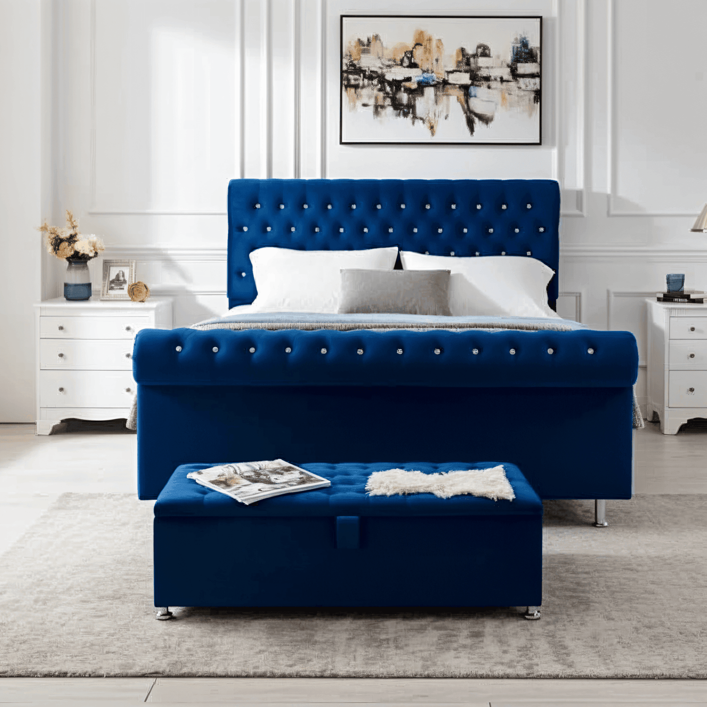 Magma Stud Scroll Sleigh Bed Frame UK UK Beds Direct ltd