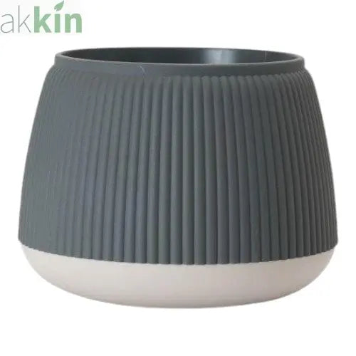 Margarita Indoor Decorative Plant Pot with Saucer 8.5" Grey & White AK Kin Garden Supplies