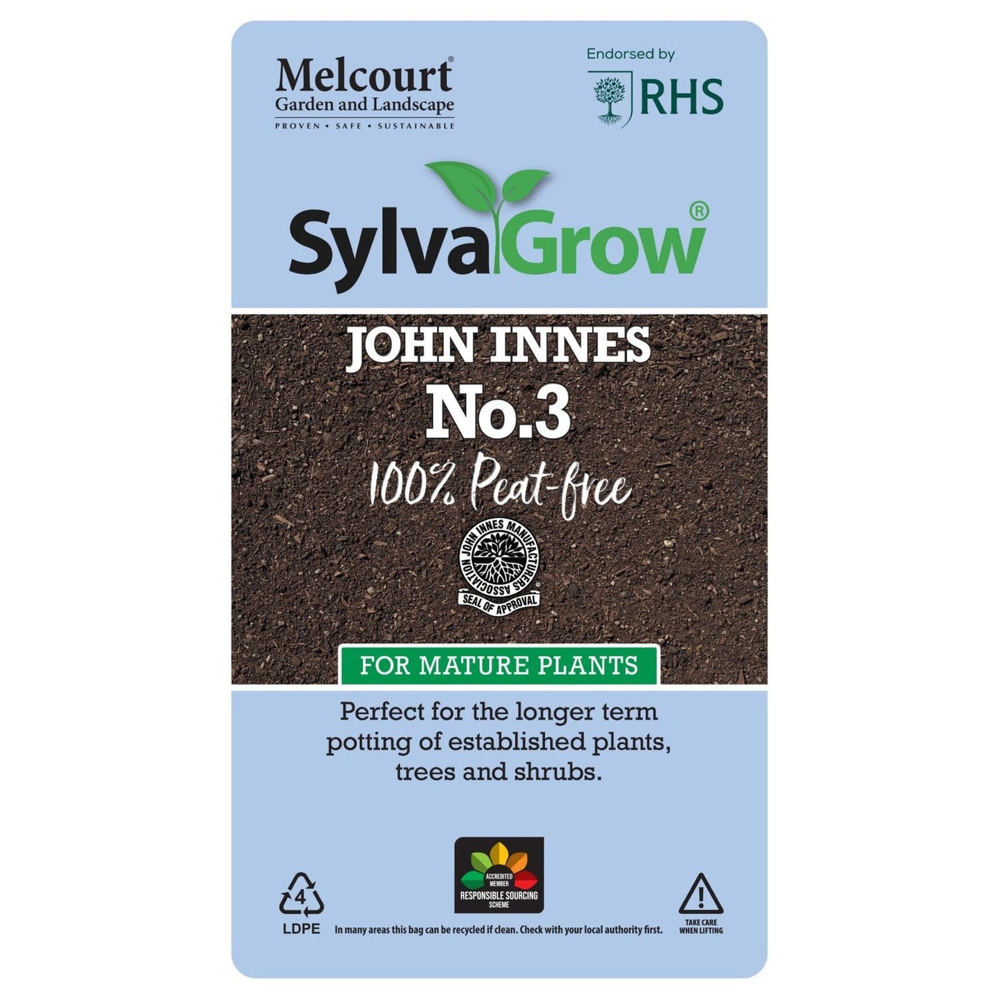 Melcourt 22Lt Bag of SylvaGrow® John Innes No.3 (Peat-free) For Mature Plants - RHS Endorsed AK Kin Garden Supplies