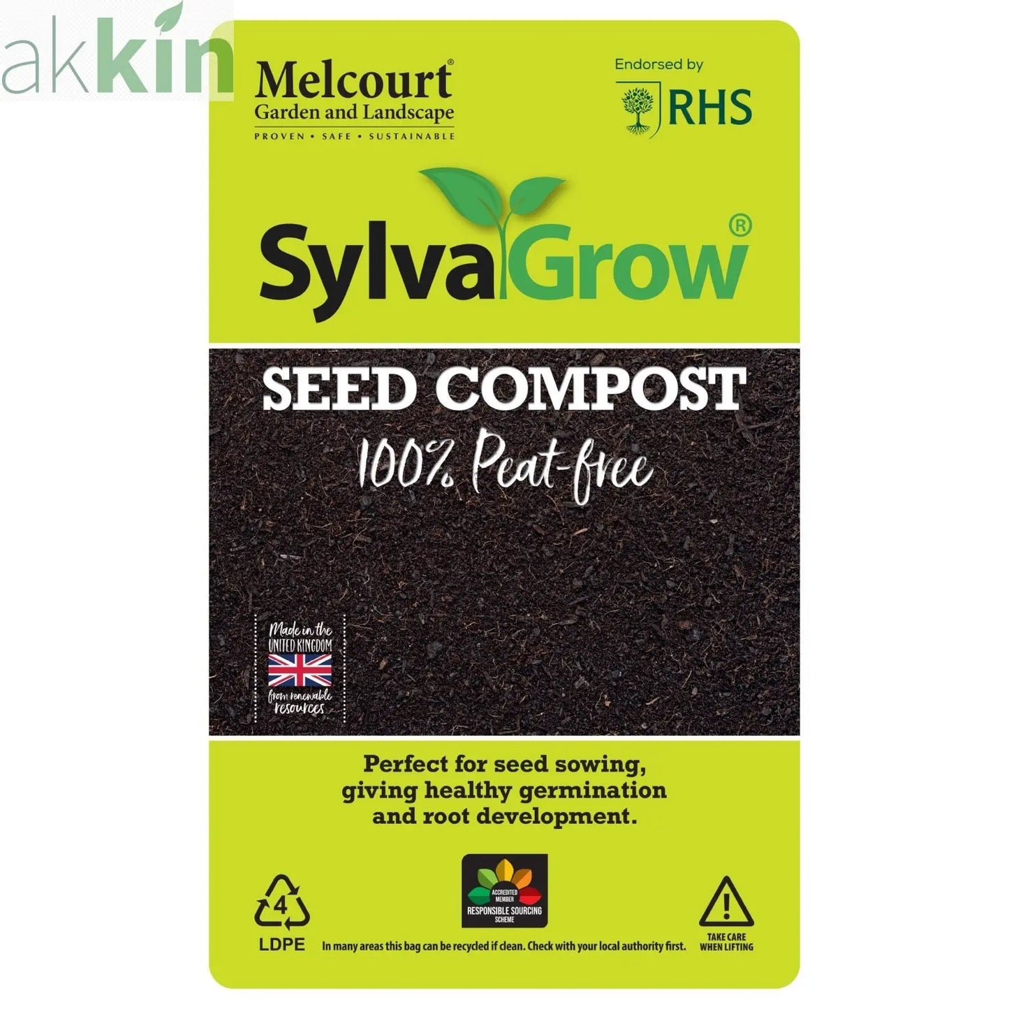 Melcourt RHS Endorsed Sylvagrow Peat Free Seed Compost 40lt Bag - AK Kin Garden Supplies