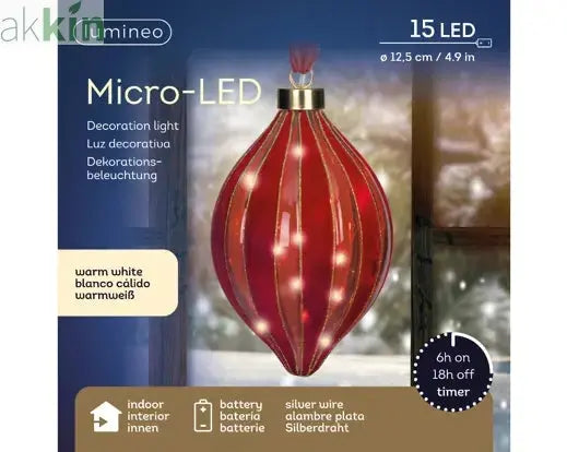 Micro LED Red Christmas Tree 12.5cm Olive Hanging Ornament Steady Warm Light Indoor (Copy) AK Kin Garden Supplies