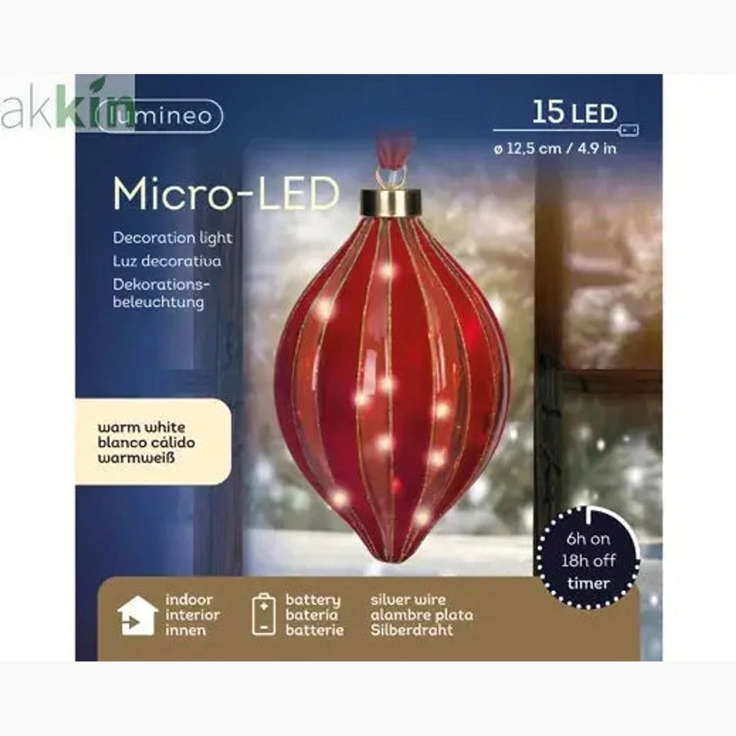Micro LED Red Christmas Tree 12.5cm Olive Hanging Ornament Steady Warm Light Indoor (Copy) AK Kin Garden Supplies