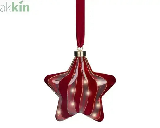 Micro LED Red Christmas Tree 20cm Star Hanging Ornament Steady Warm Light Indoor AK Kin Garden Supplies