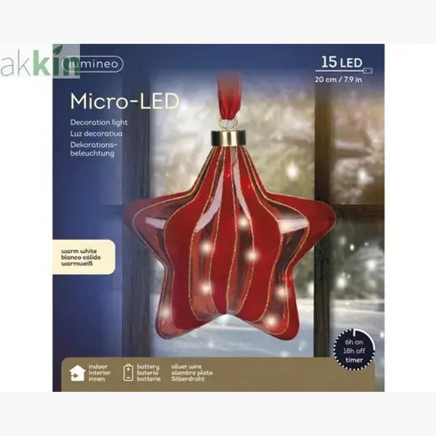 Micro LED Red Christmas Tree 20cm Star Hanging Ornament Steady Warm Light Indoor AK Kin Garden Supplies
