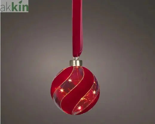 Micro LED Red Christmas Tree Ball Hanging Ornament Steady Warm Light Indoor AK Kin Garden Supplies