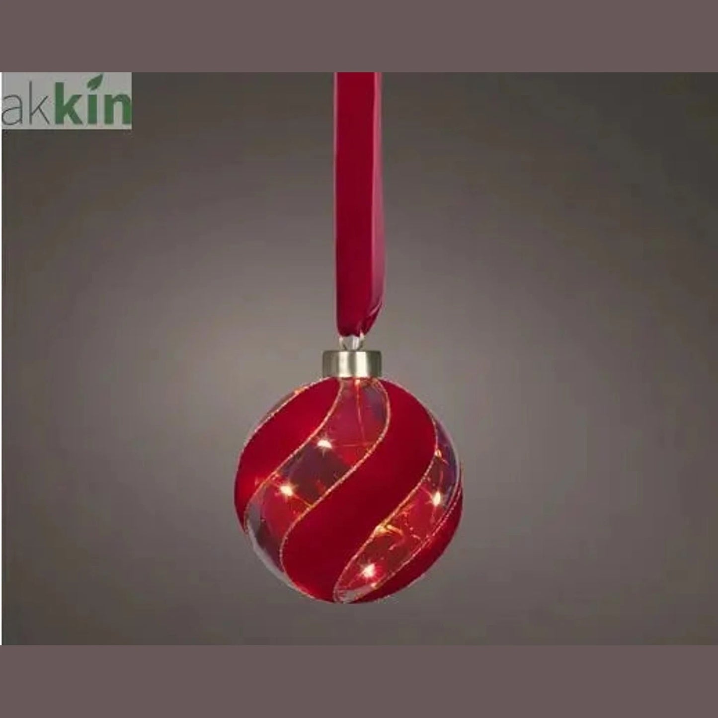 Micro LED Red Christmas Tree Ball Hanging Ornament Steady Warm Light Indoor AK Kin Garden Supplies
